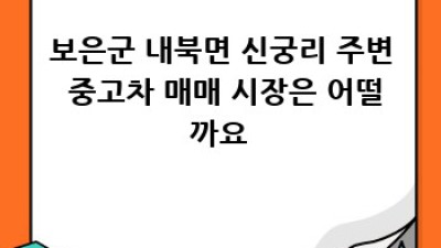 보은군 내북면 신궁리 중고차 구매 가이드: 꼼꼼하게 확인하고 현명하게 선택하세요!